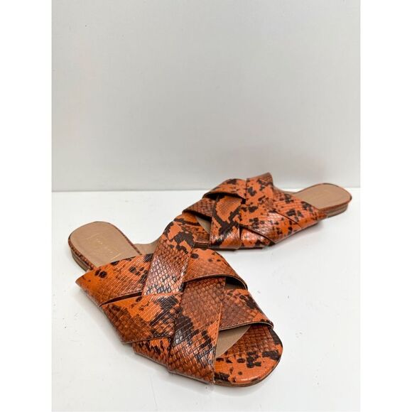 TOPSHOP Sandals‎ Womens Size 7.5 Hop Cross Slide Snake Print - Picture 6 of 9